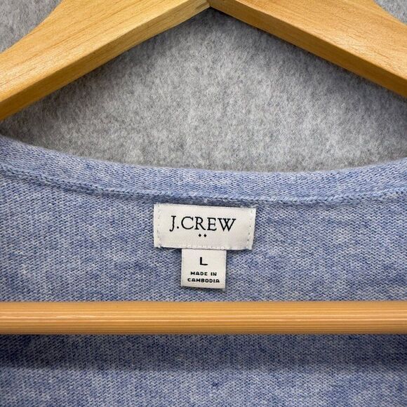 J.Crew Women's Large V-Neck Sweater Soft Cotton Wool Blend Carolina Blue Knit - Picture 3 of 14